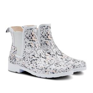 Hunter Refined Particle Print Chelsea Ankle Boots Size 9
